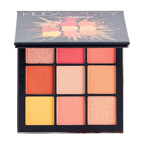 Huda Beauty Coral Obsessions Eyeshadow Palette 9 Matte, Shimmer, Metallic Shades - Picture 2 of 6